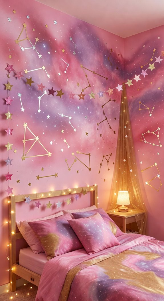 pink galaxy room budget decor ideas