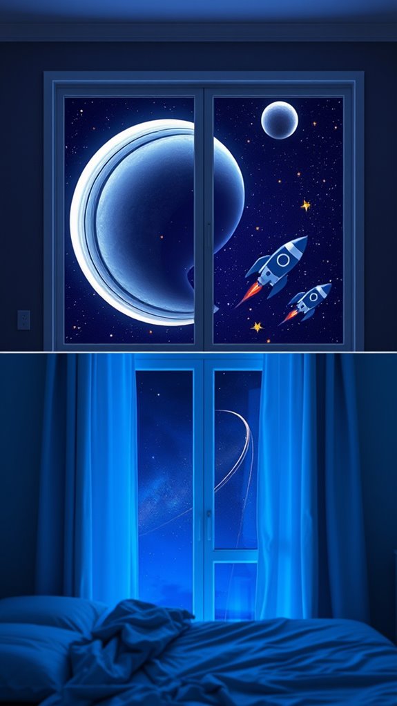 planet and rocket window decals glowingly translucent