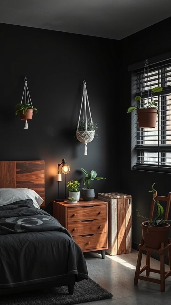 plants wood soften dark walls