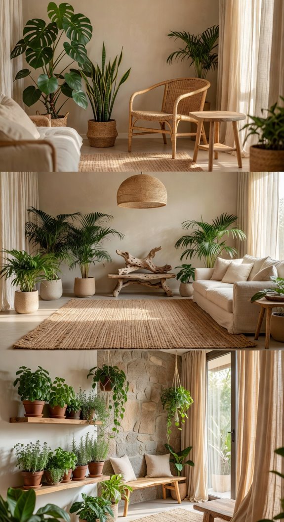 plants wood stone rattan serenity