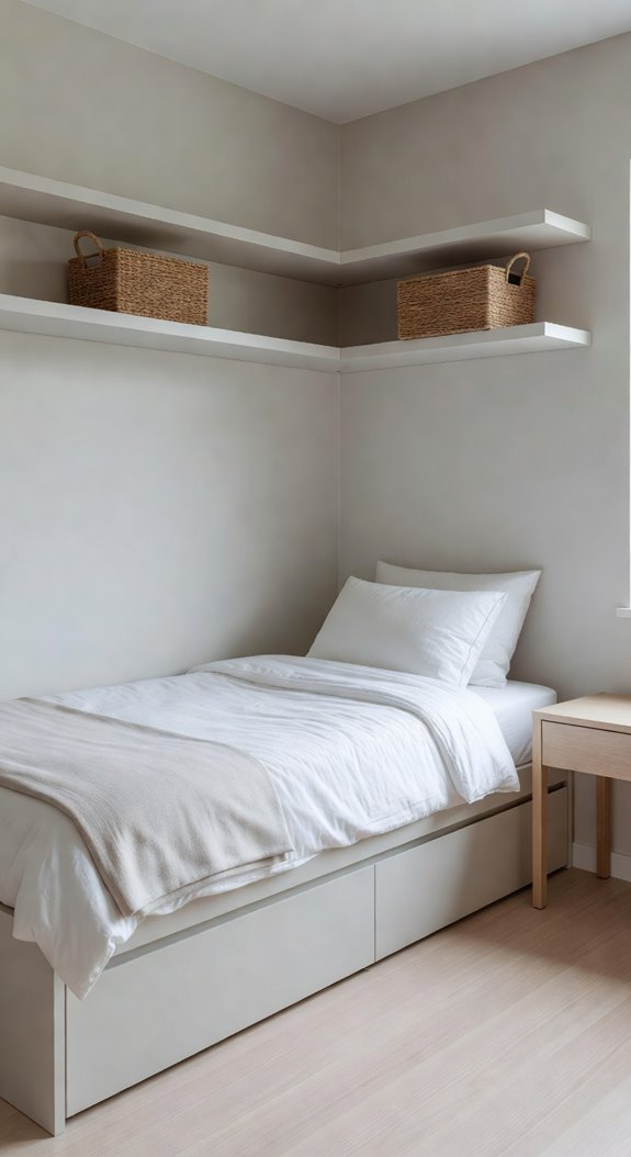 platform bed with built in drawers