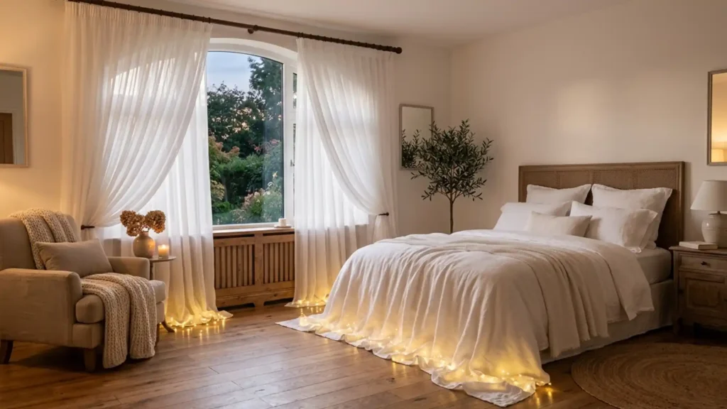 pooling sheer curtains for romantic softness