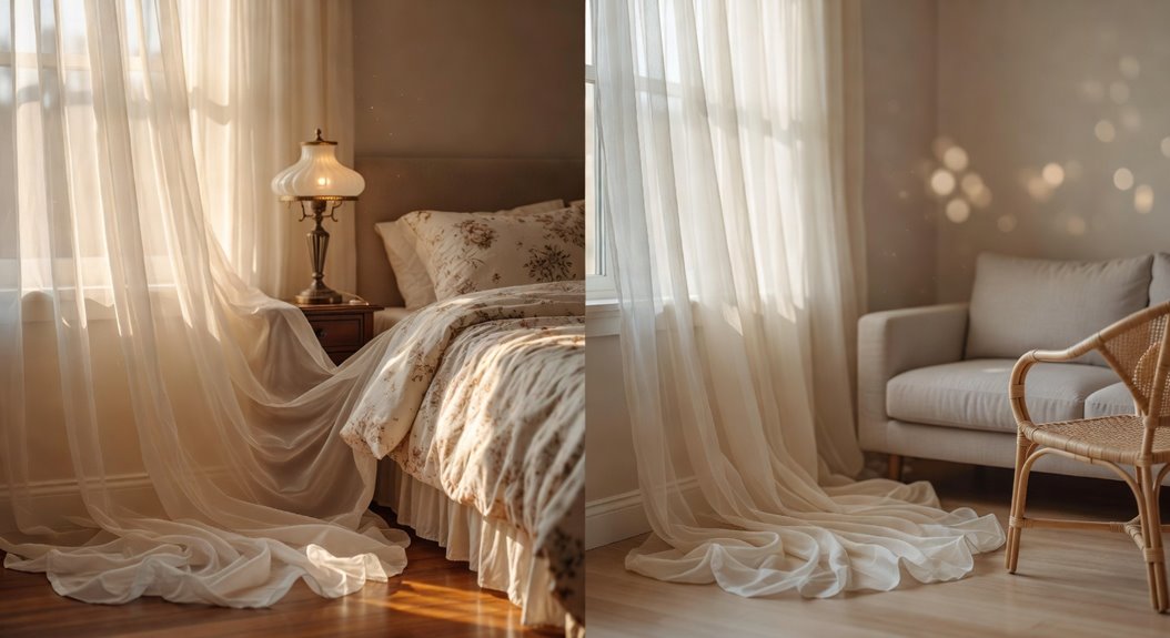 pooling sheer curtains for romantic softness