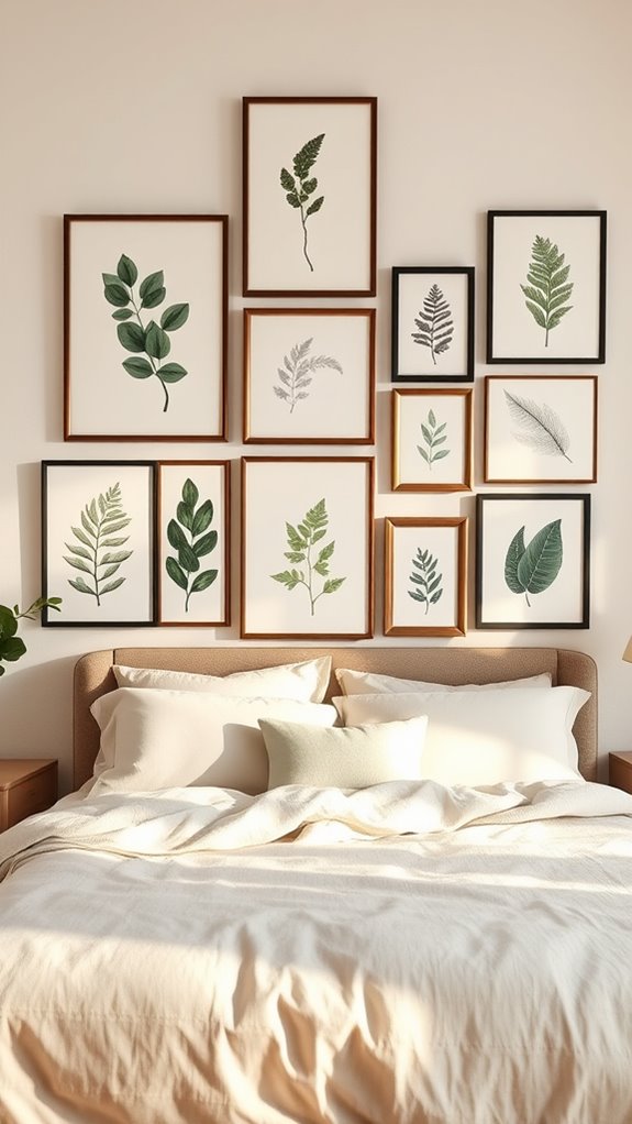 pressed botanical prints in sage greens