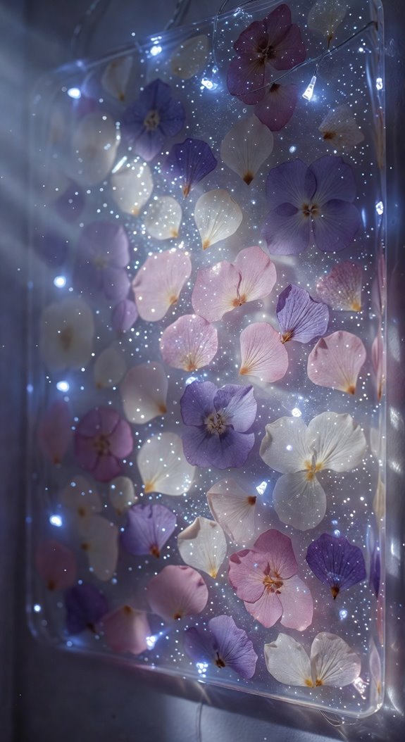 pressed flower walls shimmer nightly