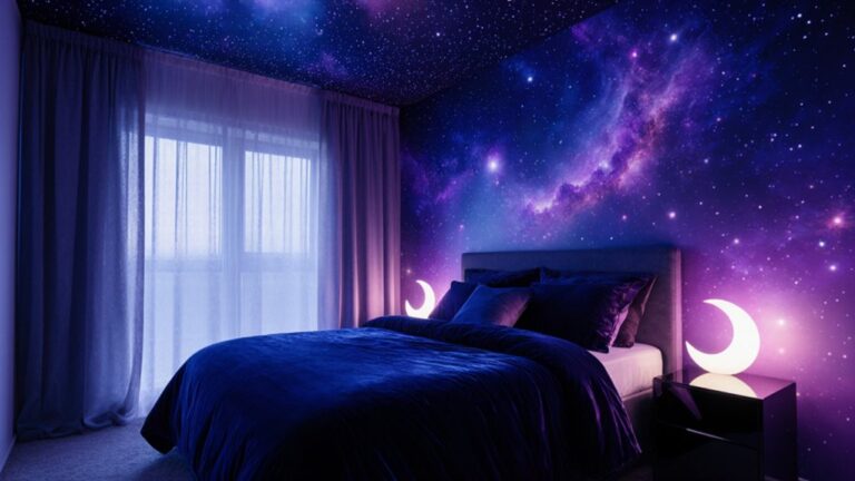 purple and blue galaxy bedroom ideas feel magical
