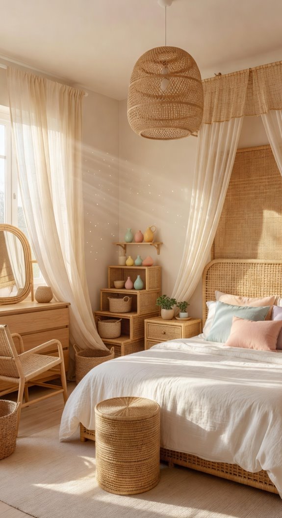 rattan accents warm airy
