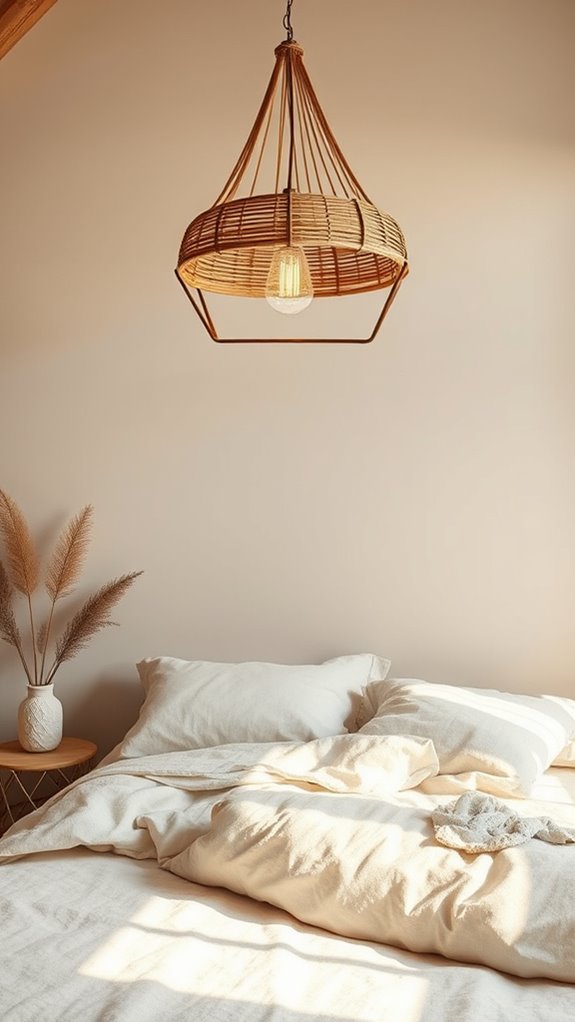 rattan and wood pendant lighting