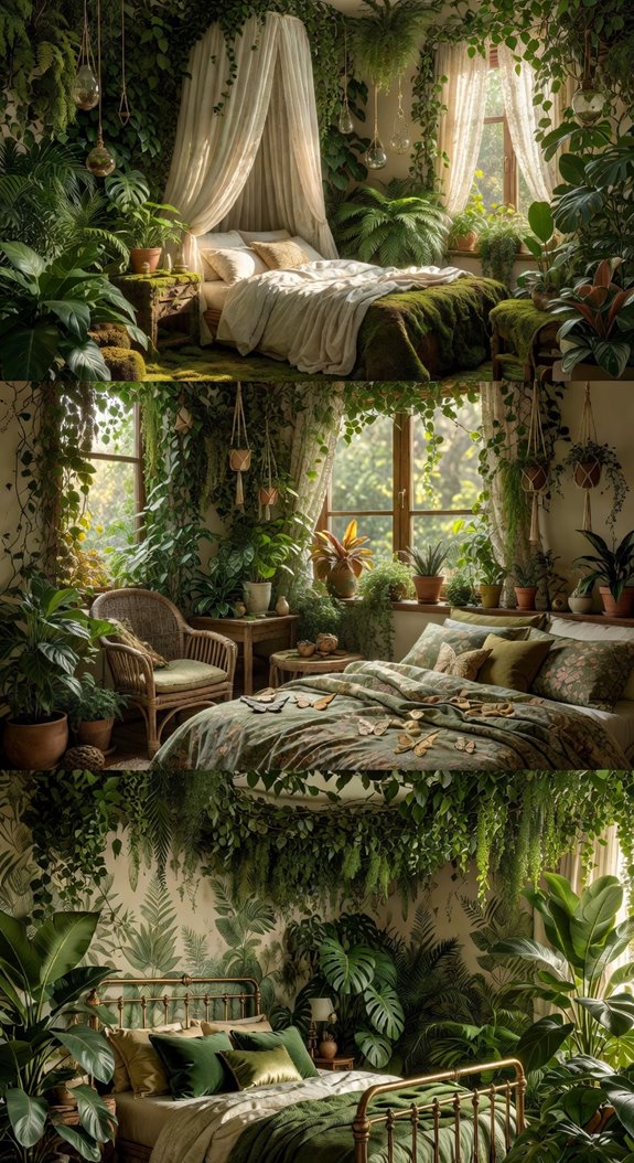 secret garden bedroom with greenery