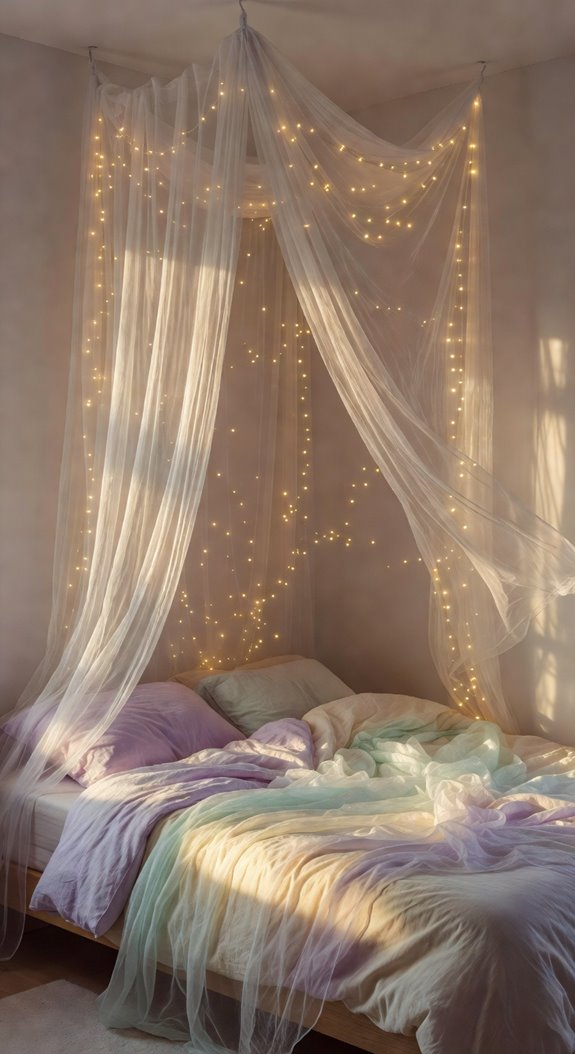 sheer curtains form cloud canopy