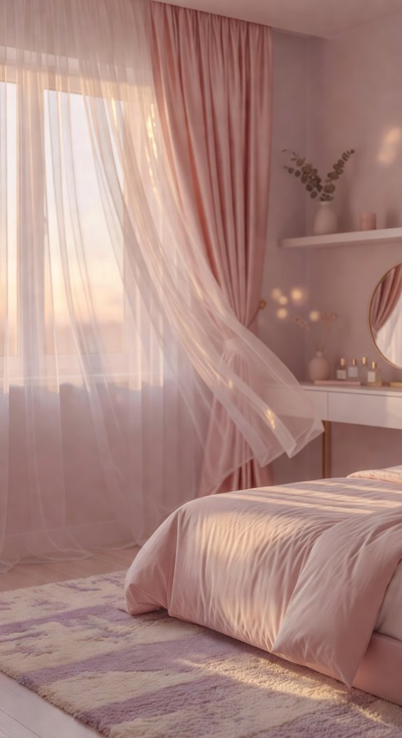 sheer curtains soften light layered