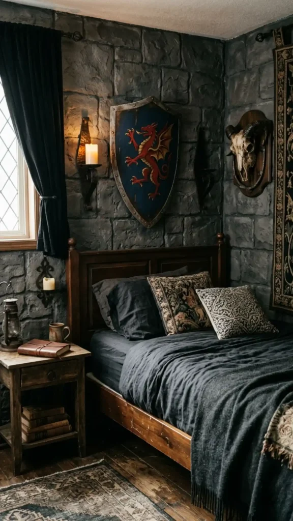 skulls shields sconces define room