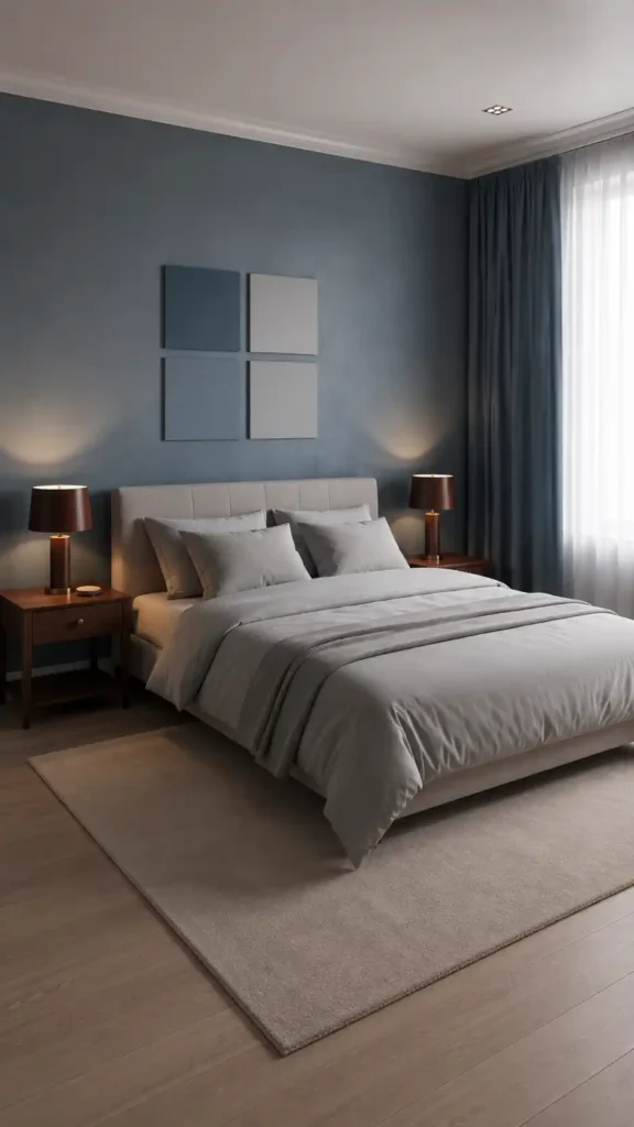 slate blue walls dove gray linens