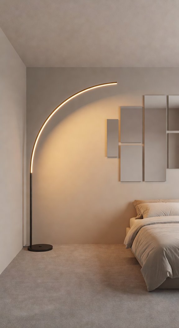 slim tall floor lamp brightens small room