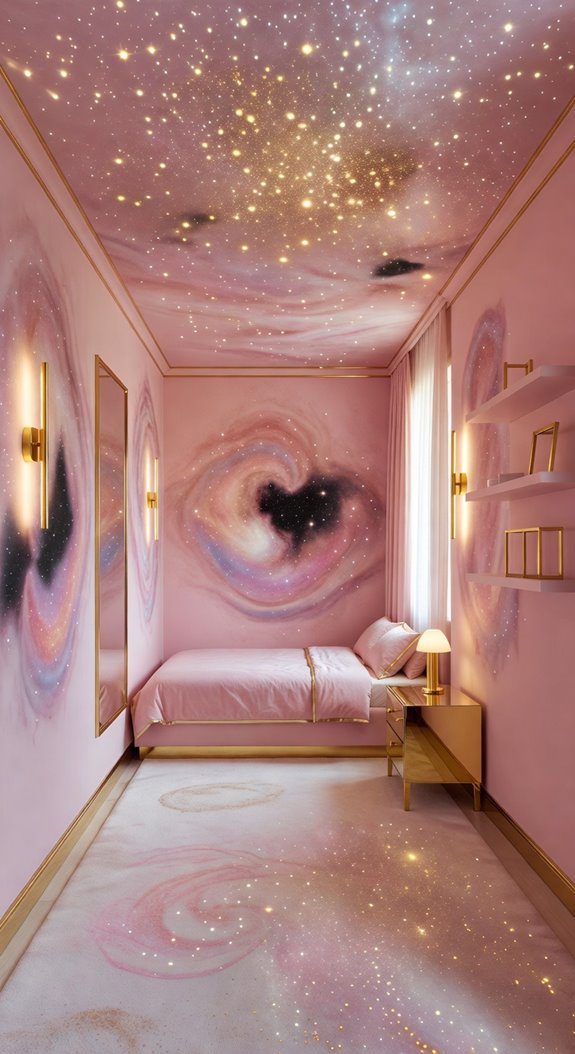 small pink and gold galaxy rooms
