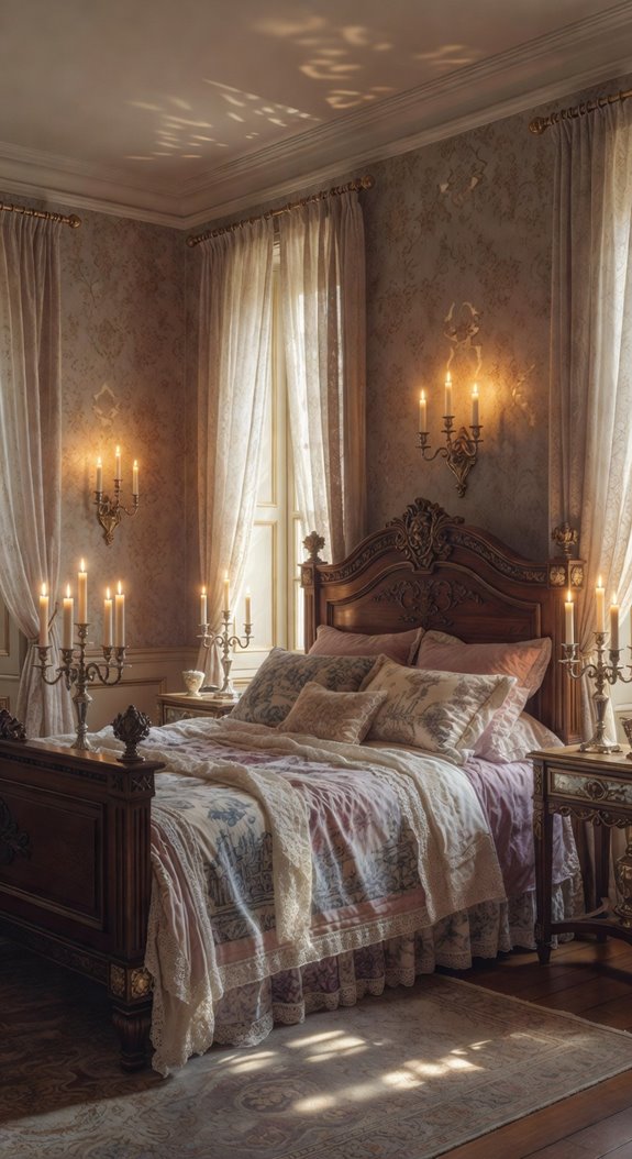 soft candlelit ch teau bedroom details