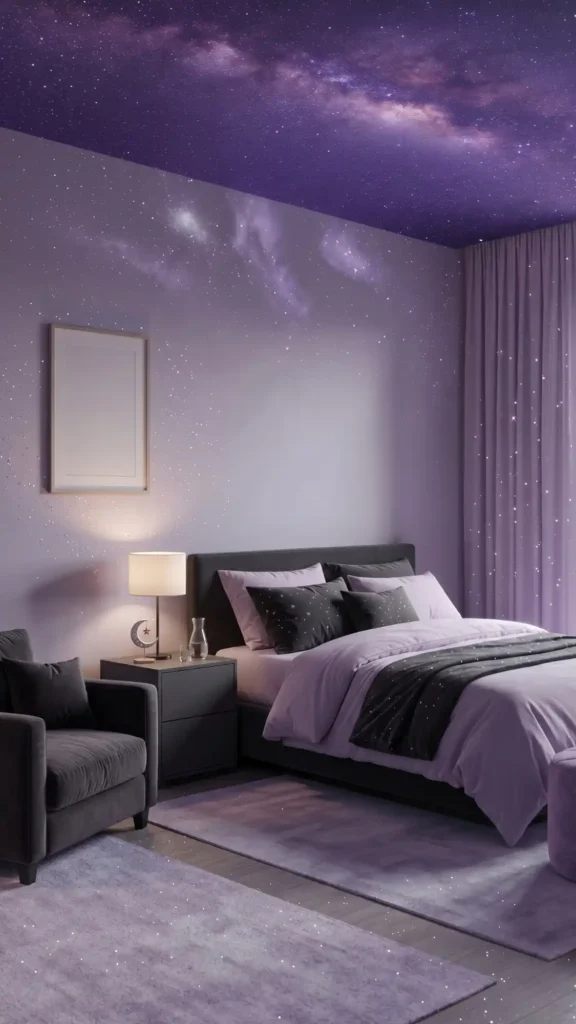 soft lavender charcoal accents