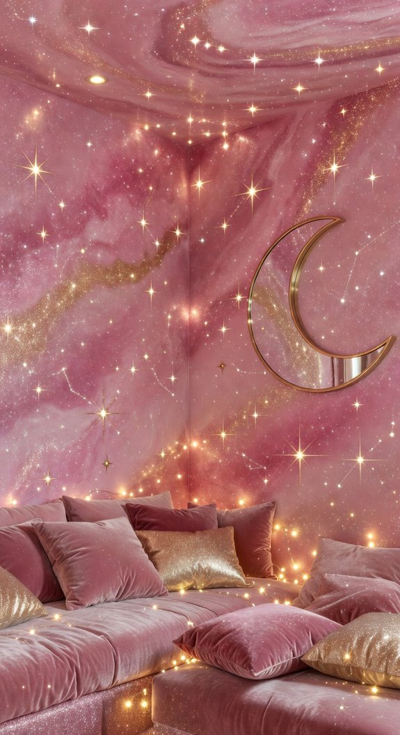 soft rose base subtle glitter wall