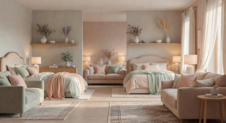 soft serene pastel bedroom vibes