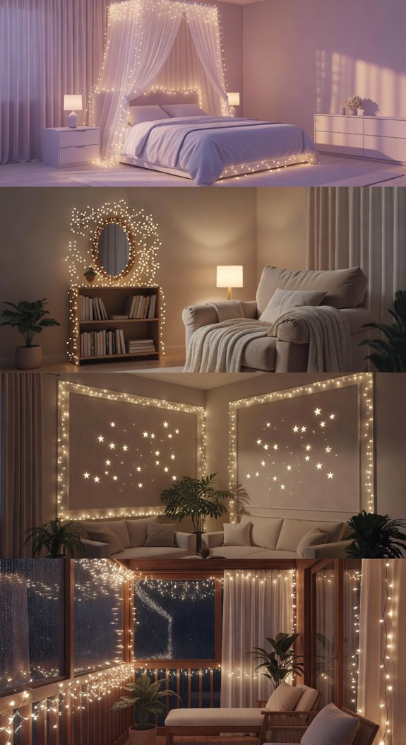 soft warm fairy light layering