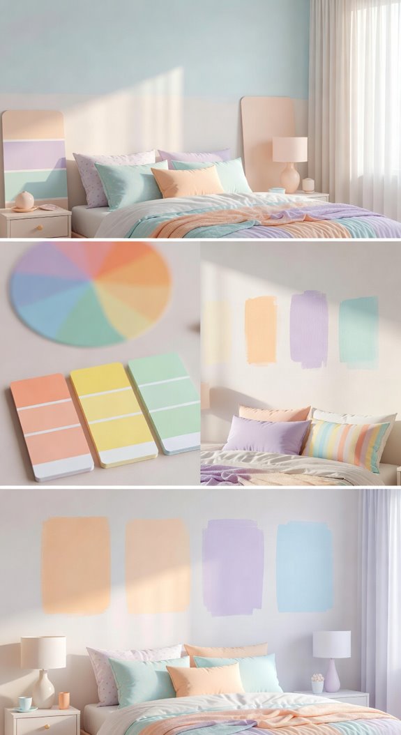 soft whites warm creams pale blues