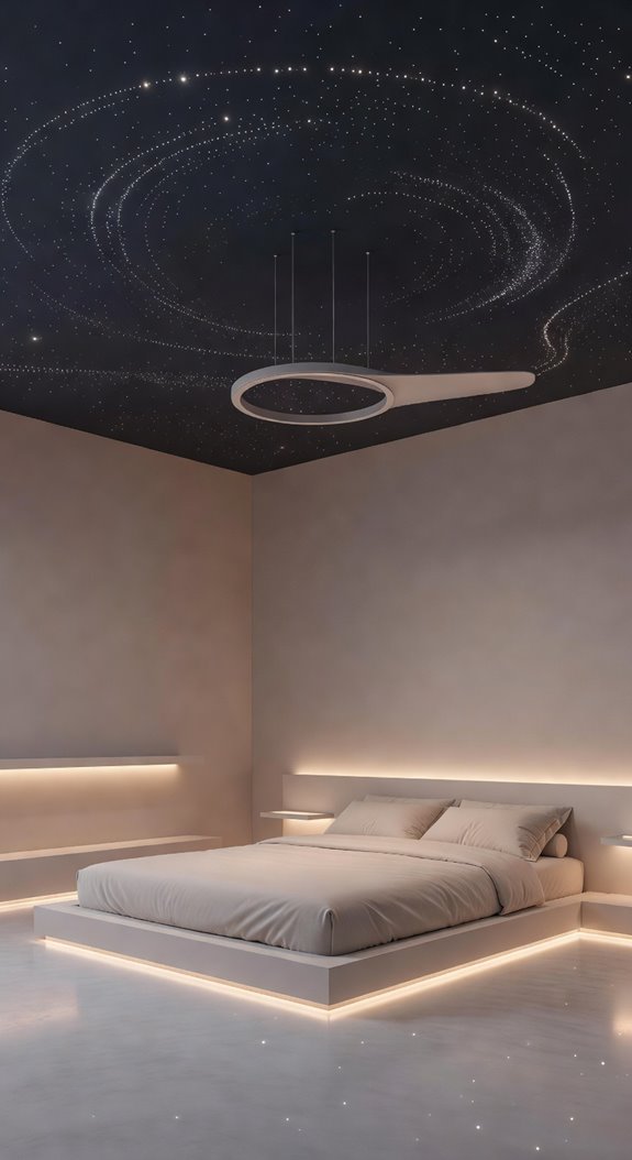 sparse ceiling constellations above bed