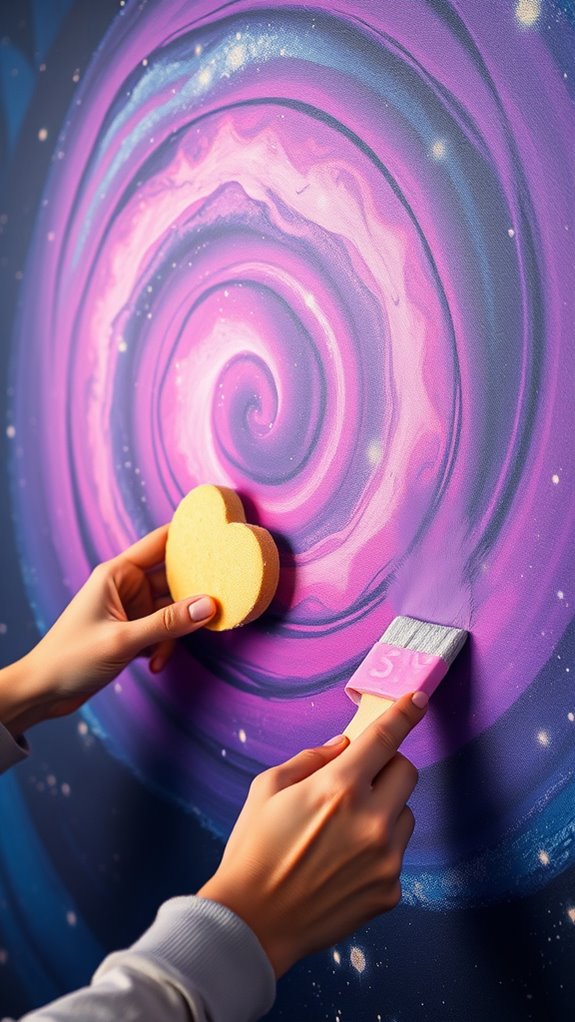 sponge painted nebula wall effect