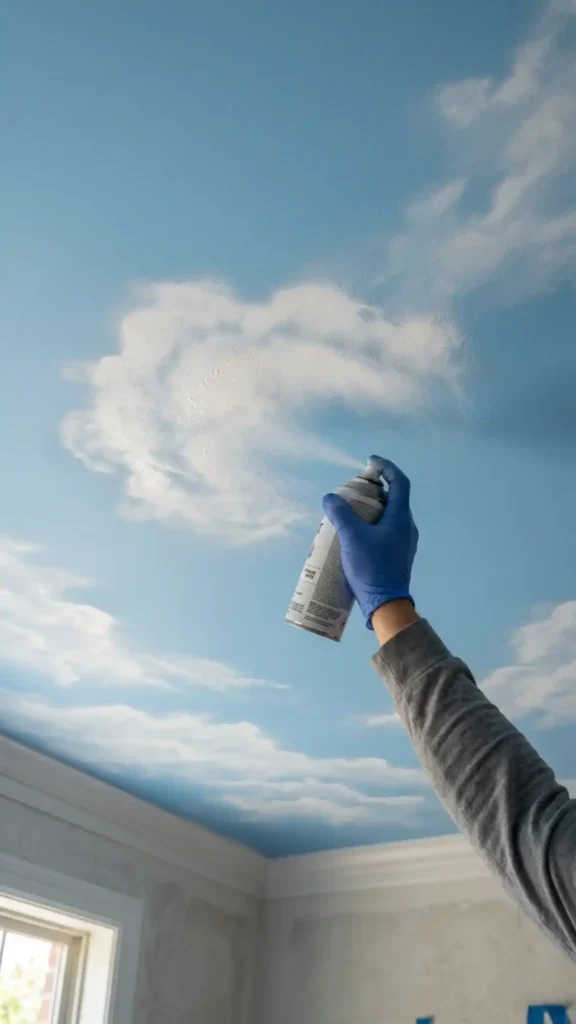 spray clouds with layered technique