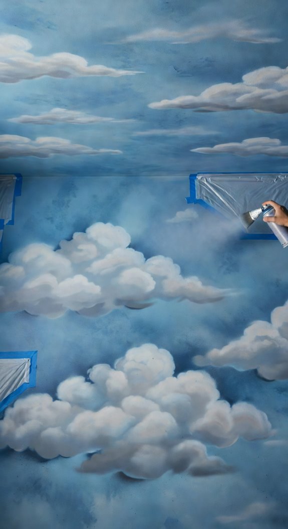 spray clouds with layered technique