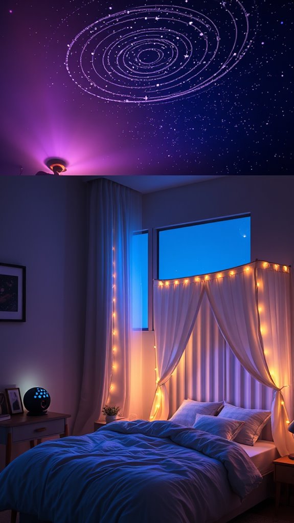 star projectors with string lights