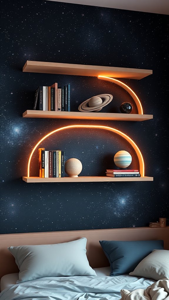 sturdy 1 5 oak shelves with led lighting