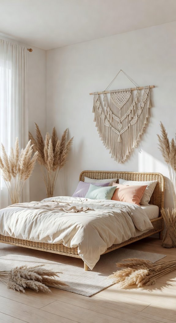sunlit boho bedroom textures