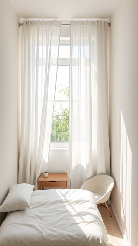 sunlit sheer linen curtains billowing