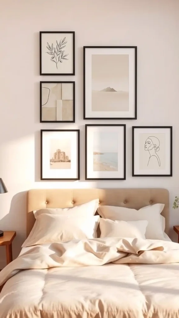 symmetrical evenly spaced gallery wall