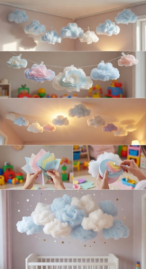 tissue clouds kid friendly ceiling art