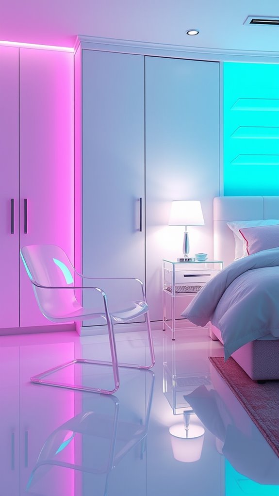 transparent frosted future bedroom aesthetic