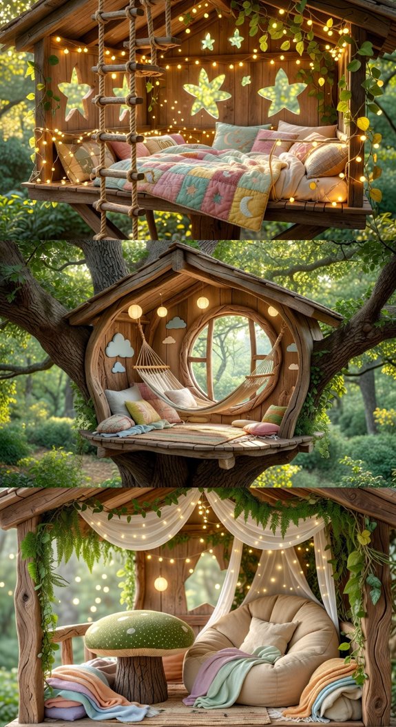 treehouse loft rope ladder cedar