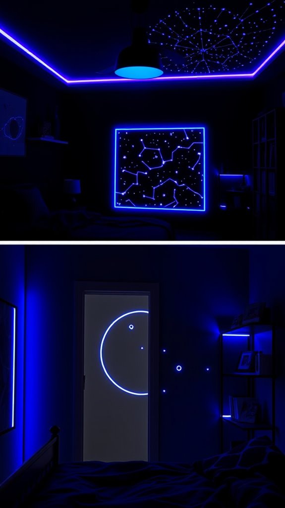 uv reactive neon sci fi bedroom ambiance