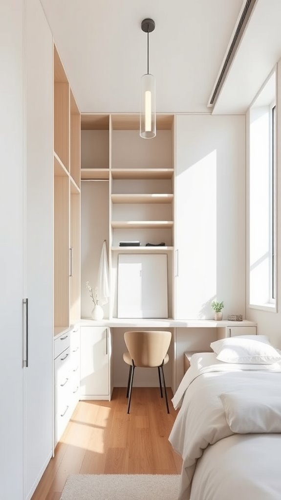 vertical storage wall for bedroom