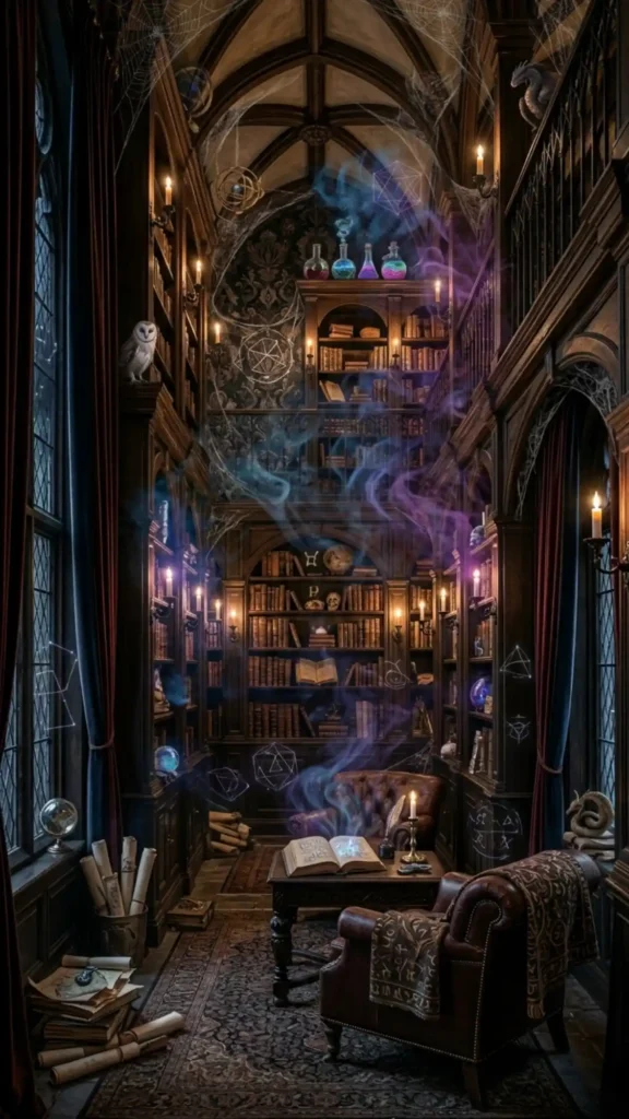 victorian gothic library ambiance