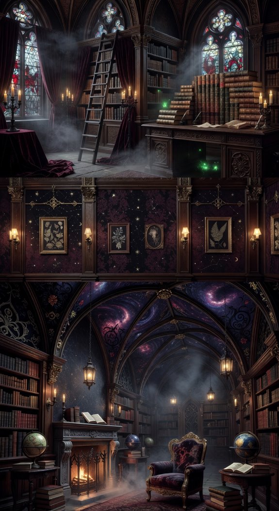 victorian gothic library ambiance