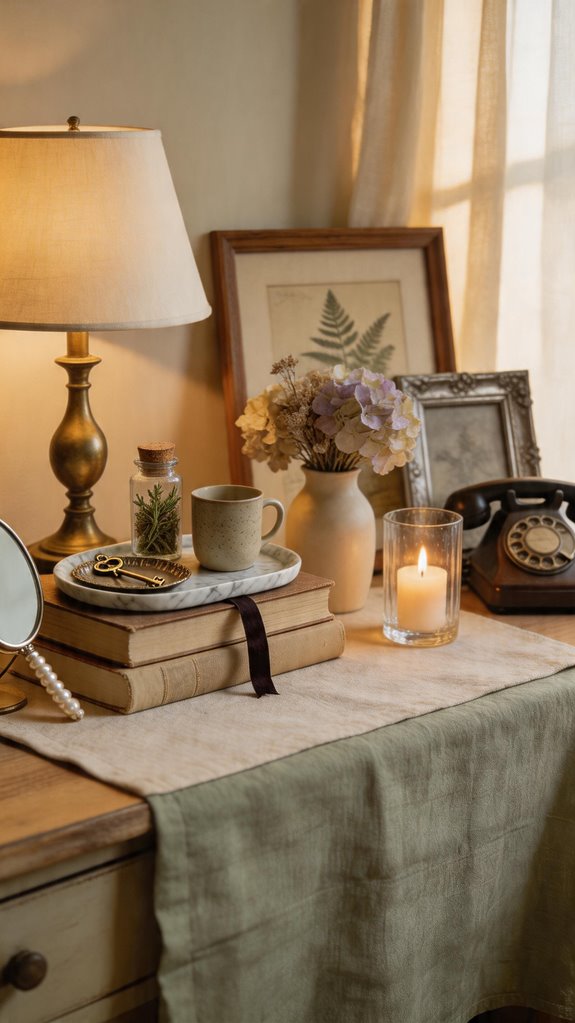 vintage styled bedside still life composition