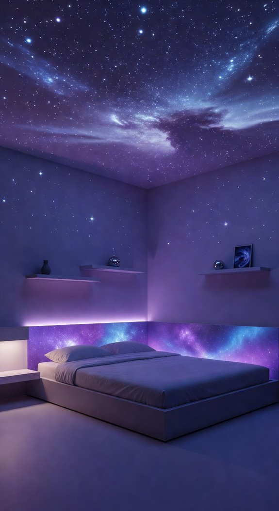wall mounted leds floating shelves projector