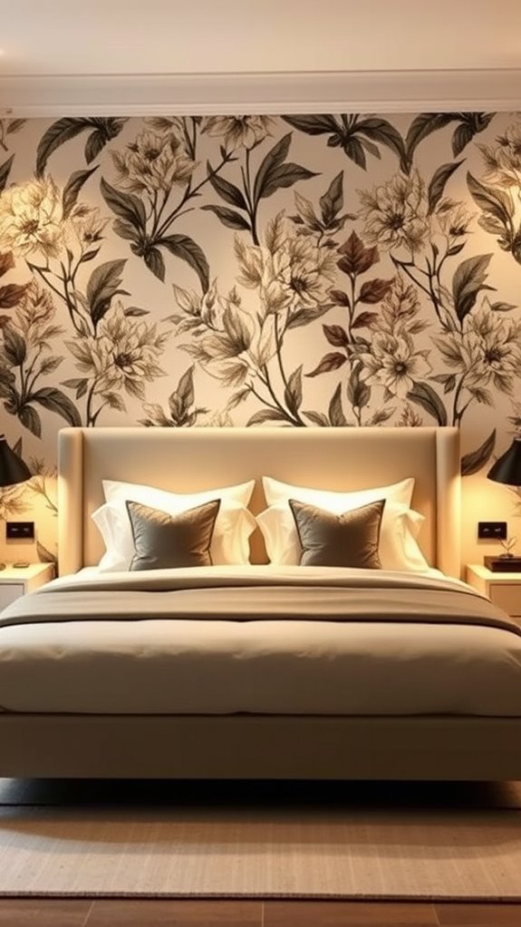 wallpapered accent wall jewel toned