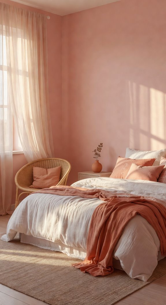 warm blush and terracotta tones breathe soft breathable earthy warmth