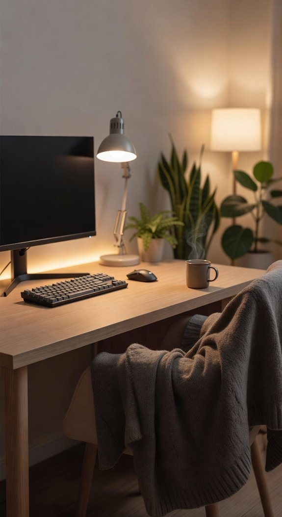 warm incandescent ambiance with bias lighting