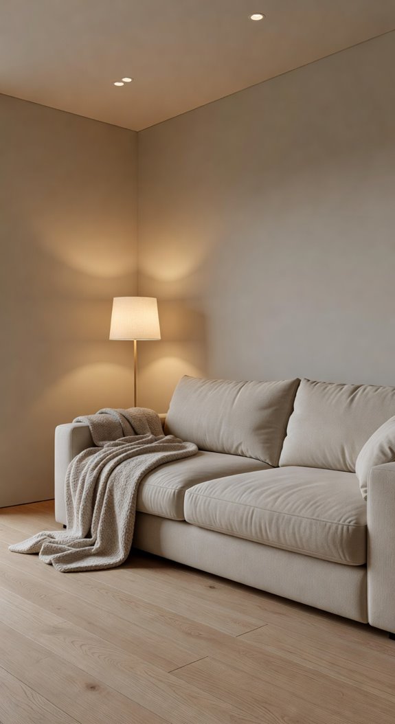 warm lighting softens neutral palettes