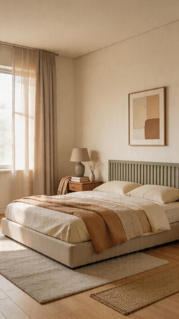 warm neutrals over white walls