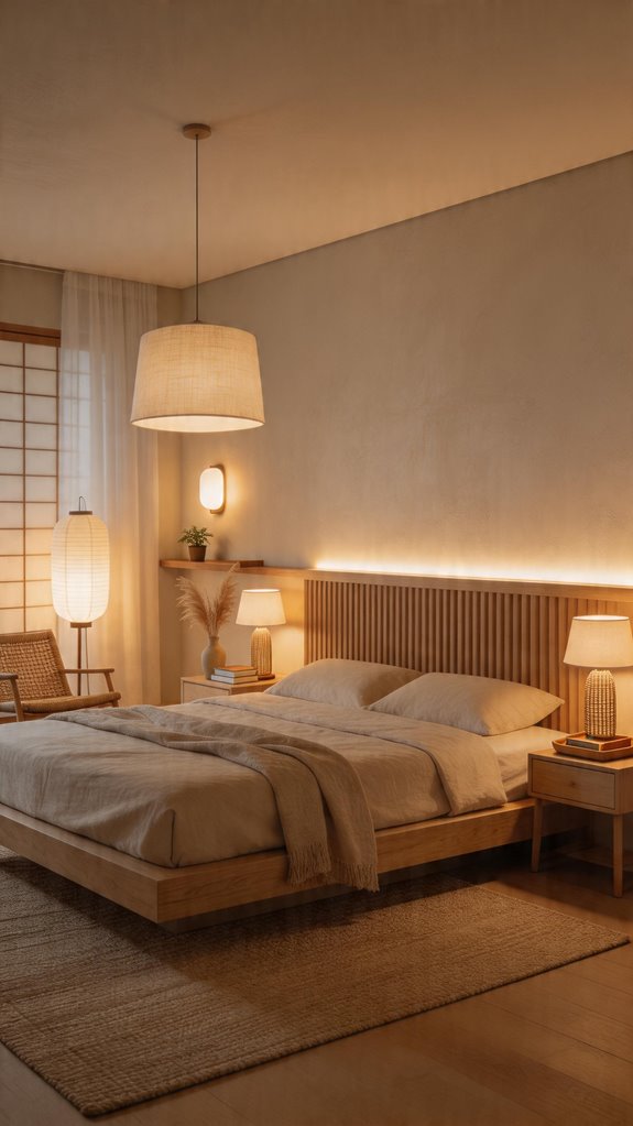 warm soft japandi lighting ambiance