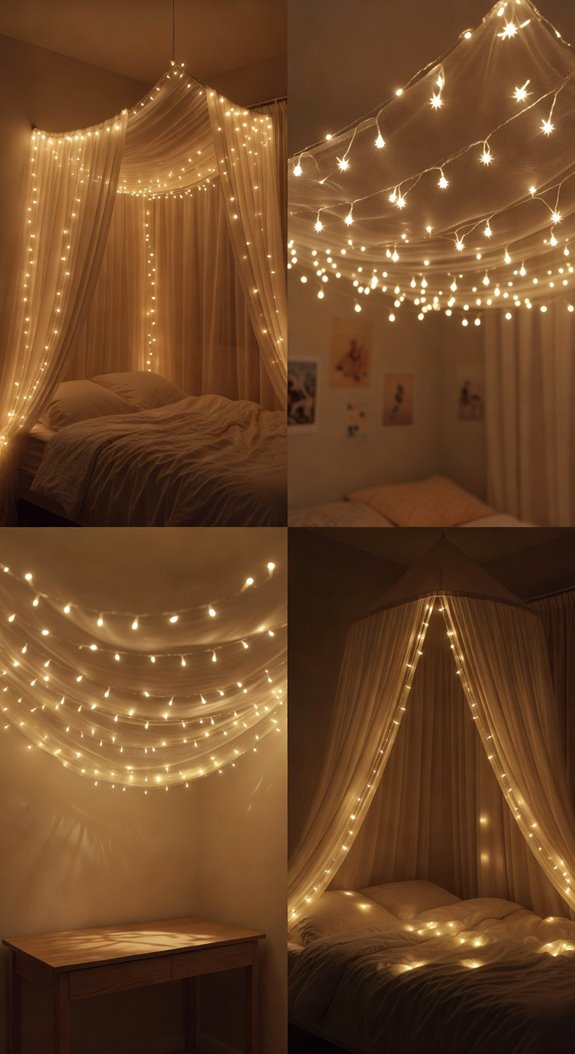 warm white string canopy lighting